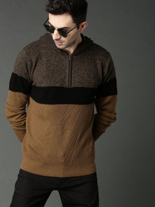 Roadster Colorblock Hooded Neck Casual Men Brown