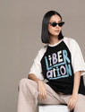 Roadster Colorblock Women Round Neck Black T-Shirt