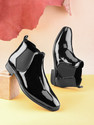 Roadster Men Black Glossy Patent Mid Ankle