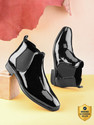 Roadster Men Black Glossy Patent Mid Ankle