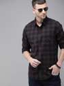Roadster Men Checkered Casual Black Shirt