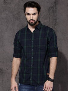 Roadster Men Checkered Casual Blue Shirt
