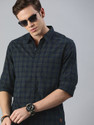 Roadster Men Checkered Casual Dark Blue Shirt