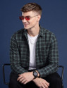 Roadster Men Checkered Casual Dark Green Black