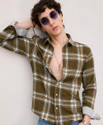 Roadster Men Checkered Casual Green White Brown