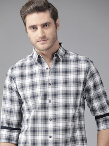 Roadster Men Checkered Casual Grey Shirt