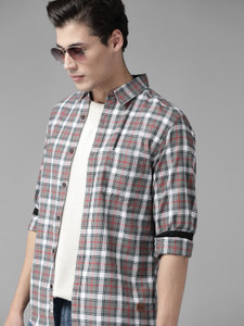 Roadster Men Checkered Casual Grey Shirt