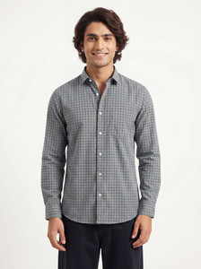 Roadster Men Checkered Casual Grey Shirt