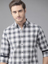 Roadster Men Checkered Casual Grey Shirt