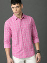 Roadster Men Checkered Casual Pink Shirt