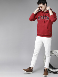 Roadster Men Full Sleeve Embroidered Hooded Sweatshirt