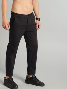 Roadster Men Regular Fit Black Cotton Blend