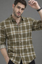 Roadster Men Checkered Casual Khaki Shirt