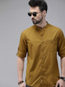 Roadster Men Regular Fit Solid Mandarin Collar