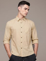 Roadster Men Solid Casual Beige Shirt