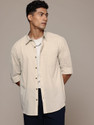 Roadster Men Solid Casual Beige Shirt