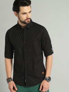 Roadster Men Solid Casual Black Shirt