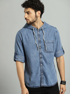 Roadster Men Solid Casual Blue Shirt