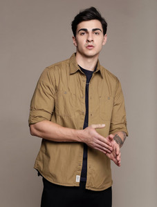 Roadster Men Solid Casual Brown Shirt