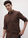Roadster Men Solid Casual Brown Shirt
