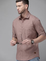 Roadster Men Solid Casual Brown Shirt