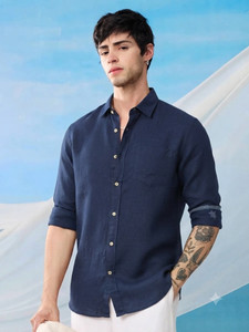 Roadster Men Solid Casual Dark Blue Shirt