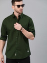 Roadster Men Solid Casual Dark Green Shirt