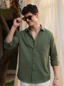 Roadster Men Solid Casual Dark Green Shirt