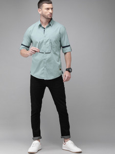 Roadster Men Solid Casual Green Shirt