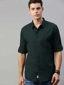 Roadster Men Solid Casual Green Shirt