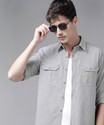 Roadster Men Solid Casual Grey Shirt