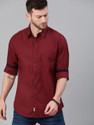 Roadster Men Solid Casual Maroon Shirt