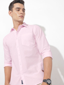 Roadster Men Solid Casual Pink Shirt
