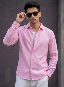 Roadster Men Solid Casual Pink Shirt