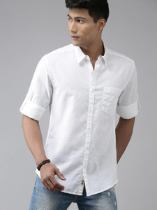 Roadster Men Solid Casual White Shirt
