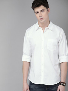 Roadster Men Solid Casual White Shirt