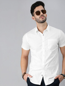 Roadster Men Solid Casual White Shirt