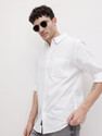 Roadster Men Solid Casual White Shirt