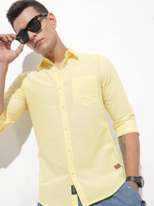 Roadster Men Solid Casual Yellow Shirt