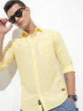 Roadster Men Solid Casual Yellow Shirt