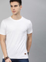 Roadster Men Solid Round Neck Pure Cotton