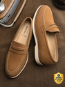 Roadster Men tan solid suede round toe