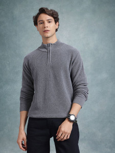 Roadster Printed High Neck Casual Men Grey