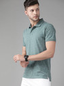 Roadster Printed Men Polo Neck Blue T-Shirt