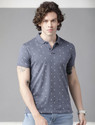 Roadster Printed Men Polo Neck Grey T-Shirt