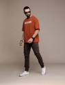 Roadster Printed Men Round Neck Brown T-Shirt