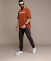 Roadster Printed Men Round Neck Brown T-Shirt