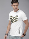 Roadster Printed Men Round Neck White T-Shirt