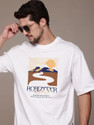 Roadster Printed Men Round Neck White T-Shirt