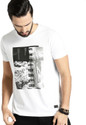 Roadster Printed Men Round Neck White T-Shirt
